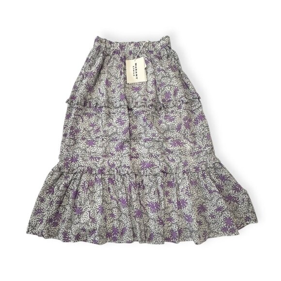 Isabel Marant Étoile Diya Skirt Ecru Lilac FR34 XS NWT $455 Ruffle Tiered - Picture 8 of 15